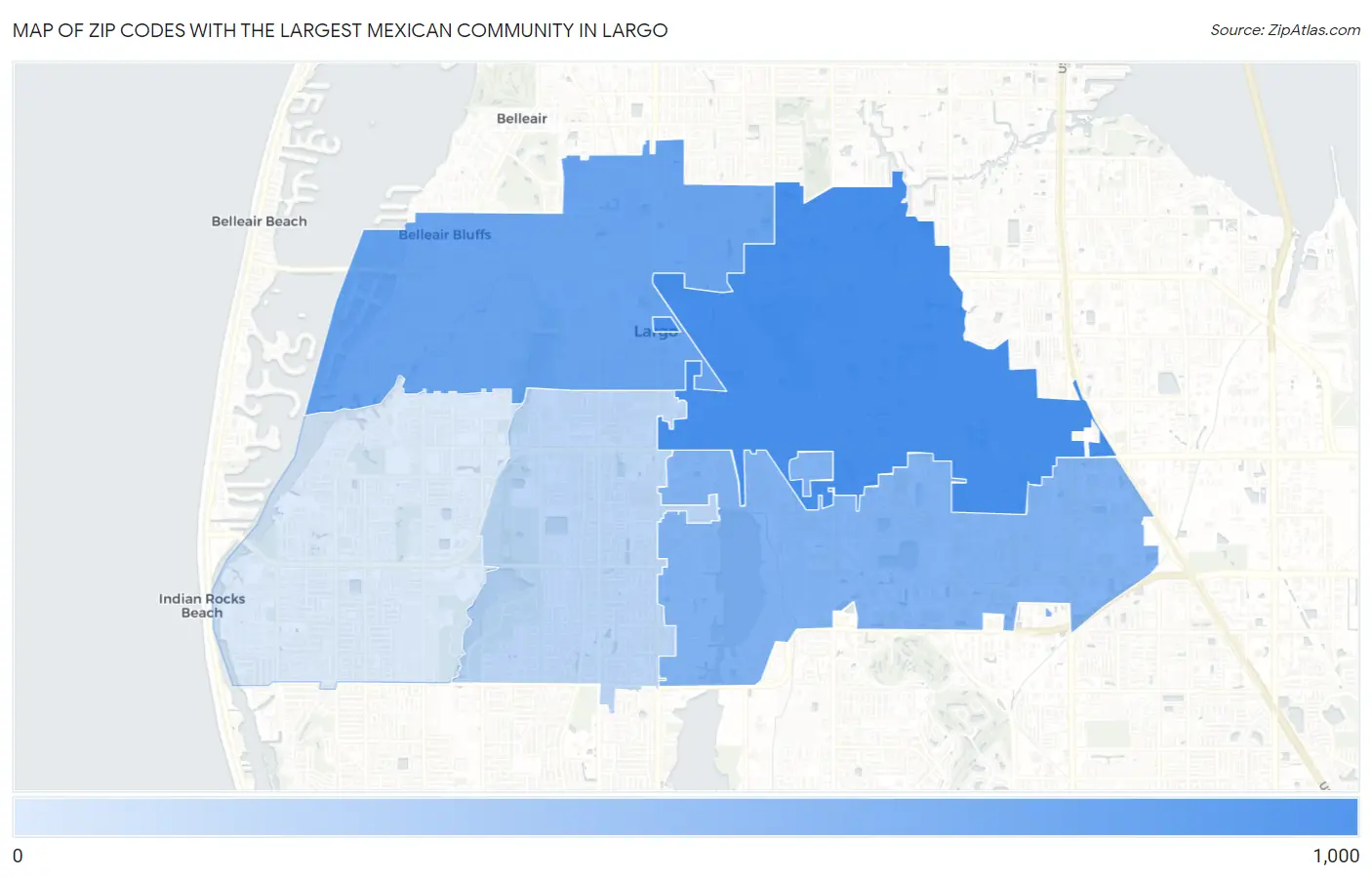 Zip Codes with the Largest Mexican Community in Largo Map
