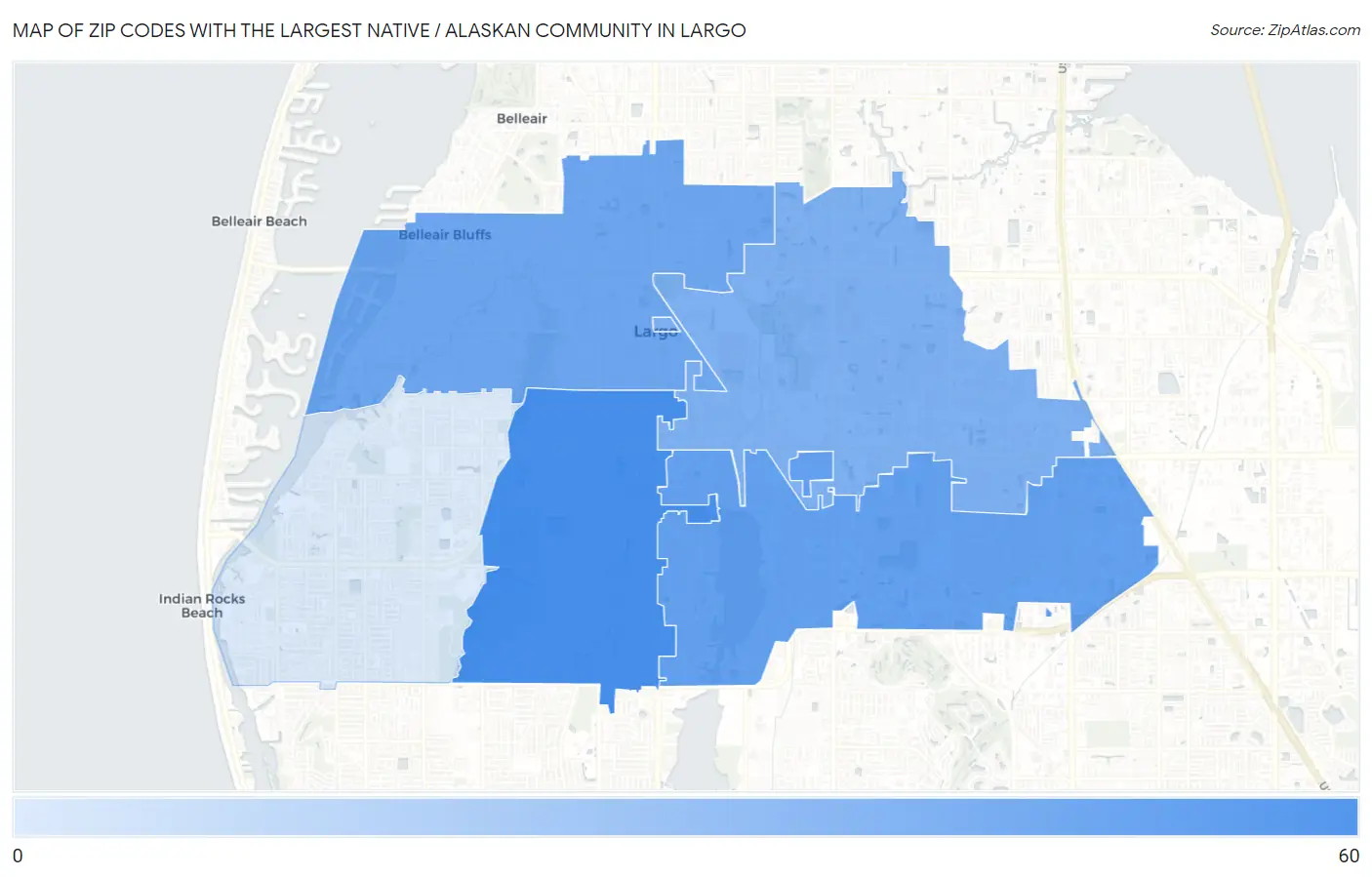 Zip Codes with the Largest Native / Alaskan Community in Largo Map