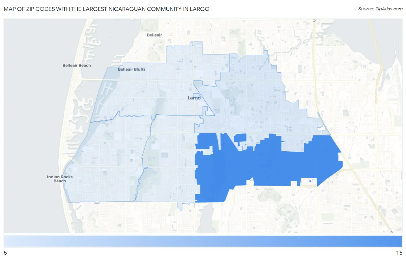 Zip Codes with the Largest Nicaraguan Community in Largo Map