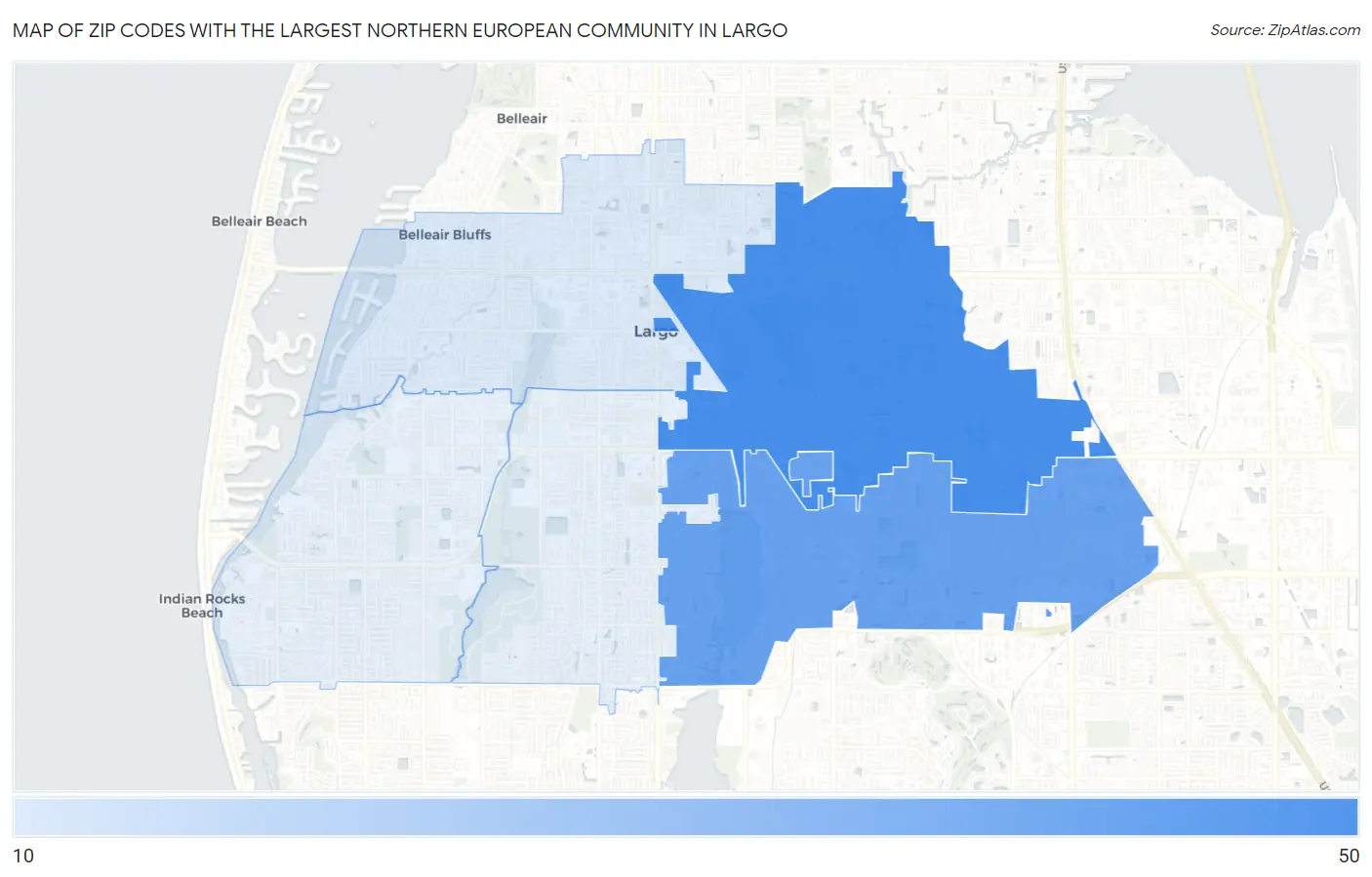 Zip Codes with the Largest Northern European Community in Largo Map