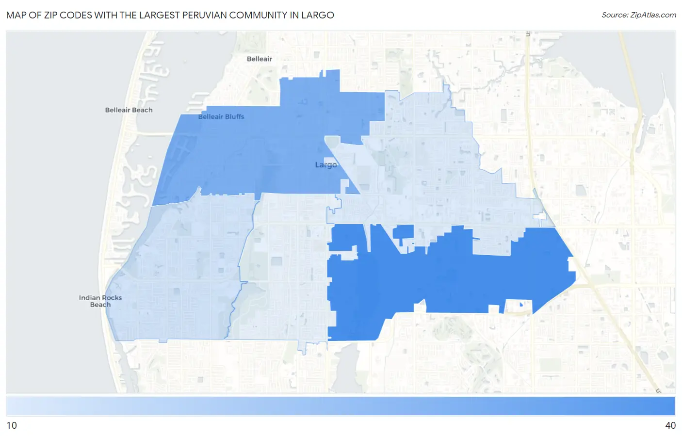 Zip Codes with the Largest Peruvian Community in Largo Map