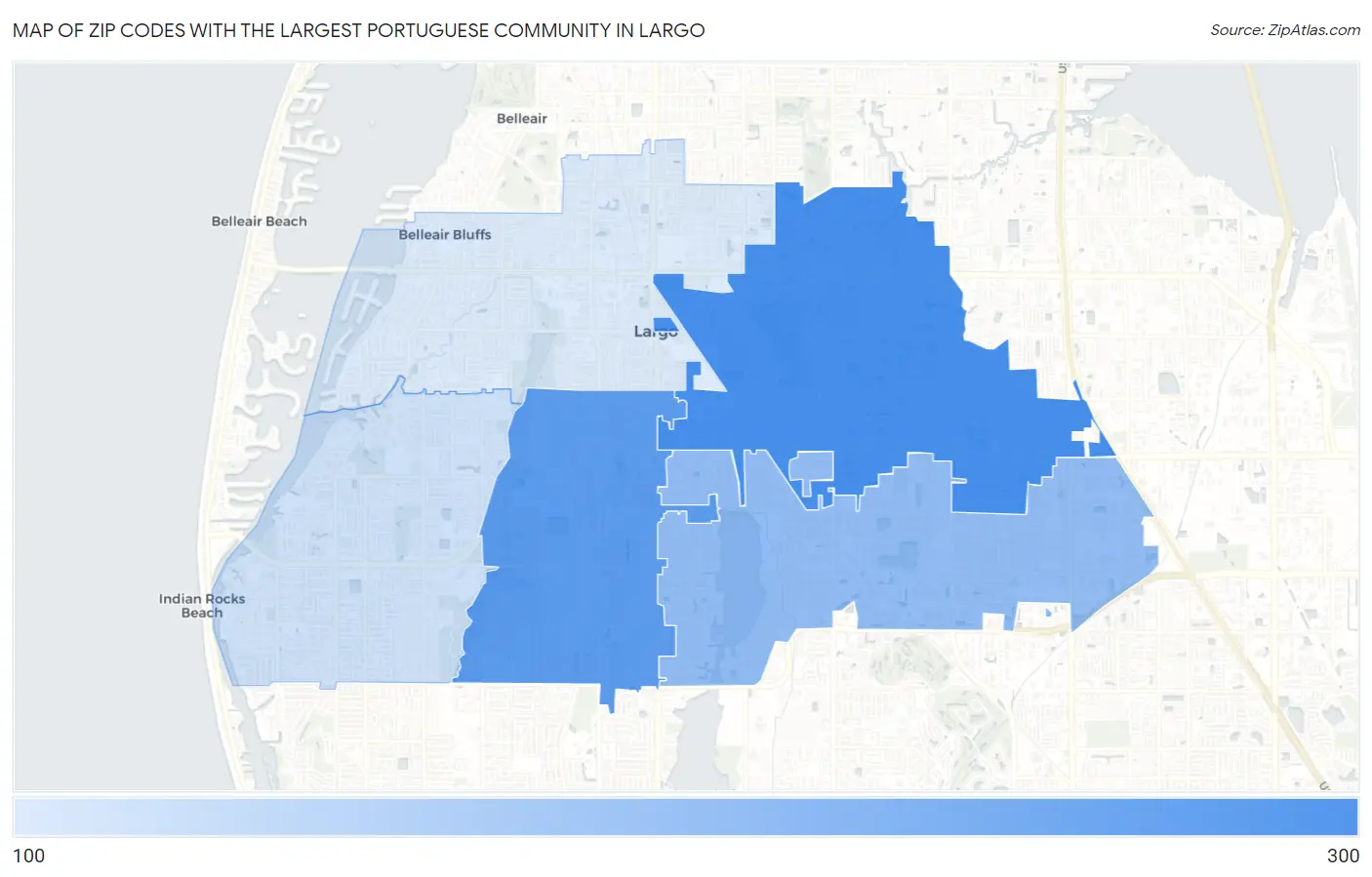 Zip Codes with the Largest Portuguese Community in Largo Map