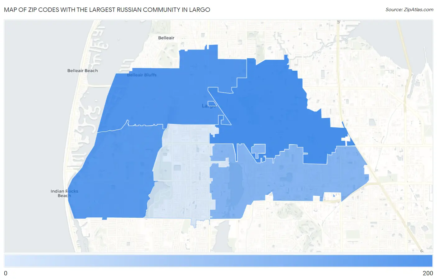Zip Codes with the Largest Russian Community in Largo Map