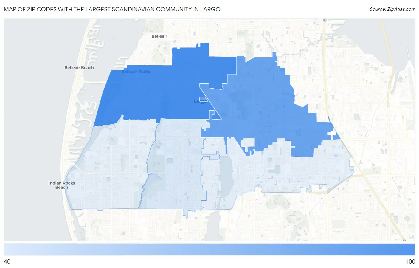 Zip Codes with the Largest Scandinavian Community in Largo Map