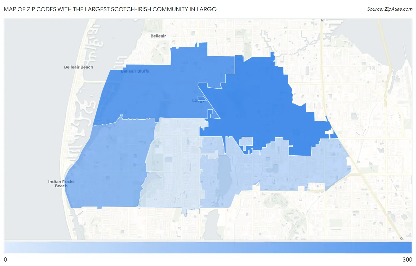 Zip Codes with the Largest Scotch-Irish Community in Largo Map