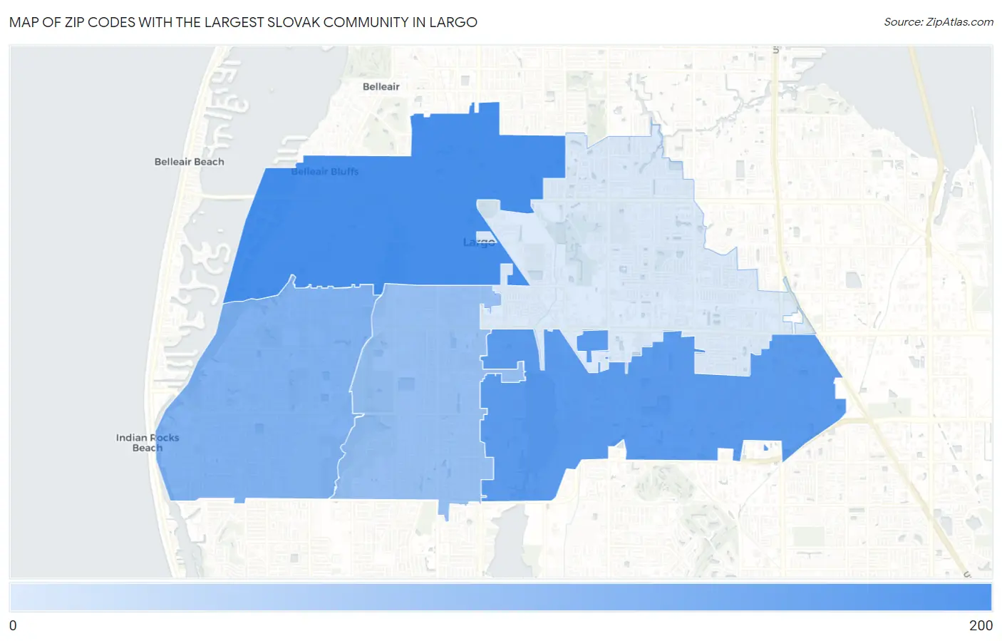 Zip Codes with the Largest Slovak Community in Largo Map