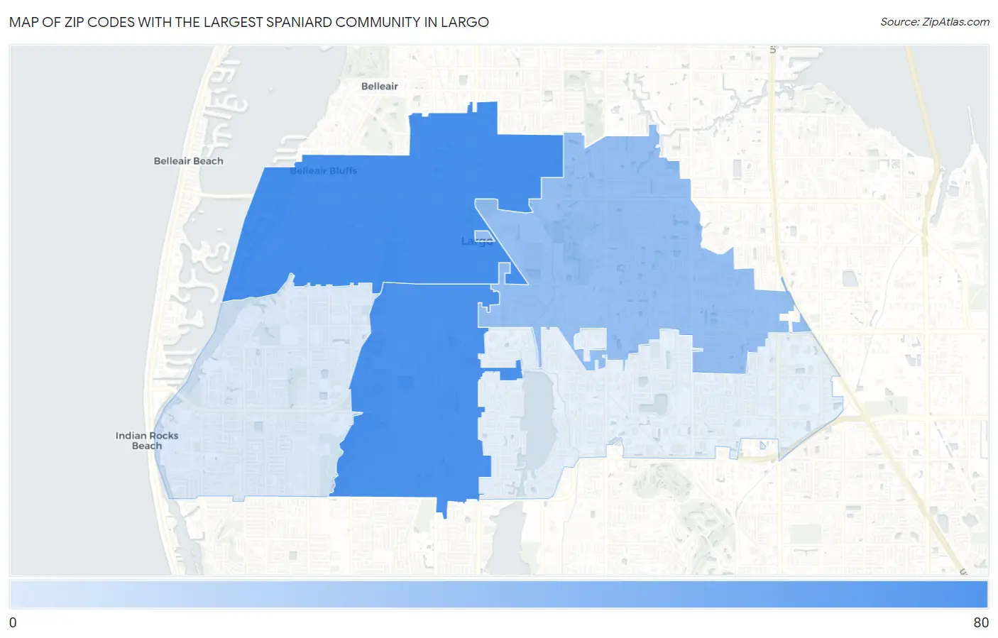 Zip Codes with the Largest Spaniard Community in Largo Map