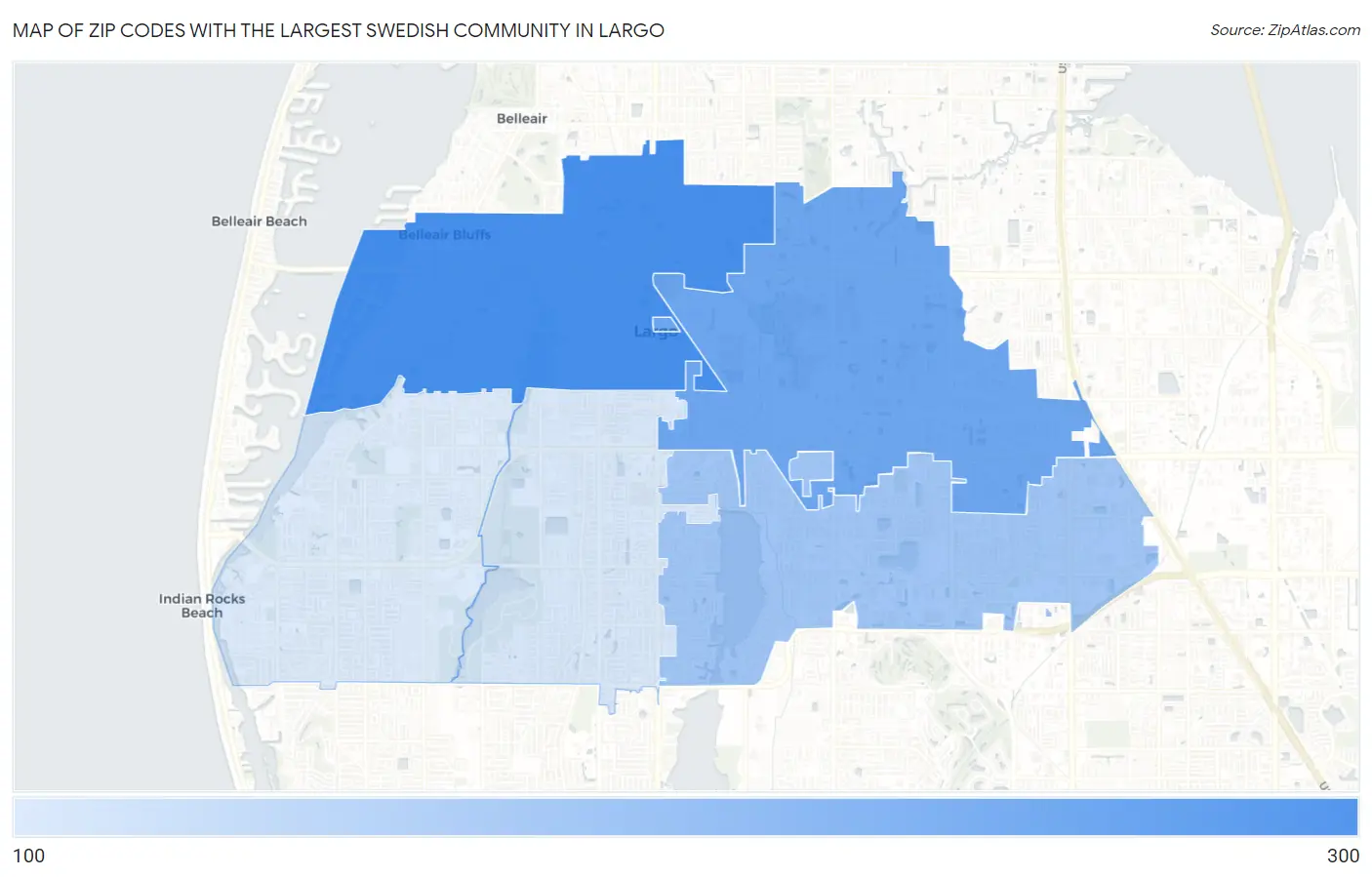Zip Codes with the Largest Swedish Community in Largo Map