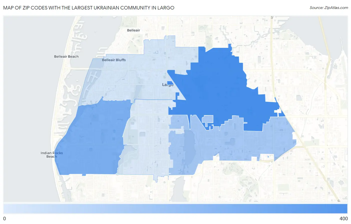 Zip Codes with the Largest Ukrainian Community in Largo Map
