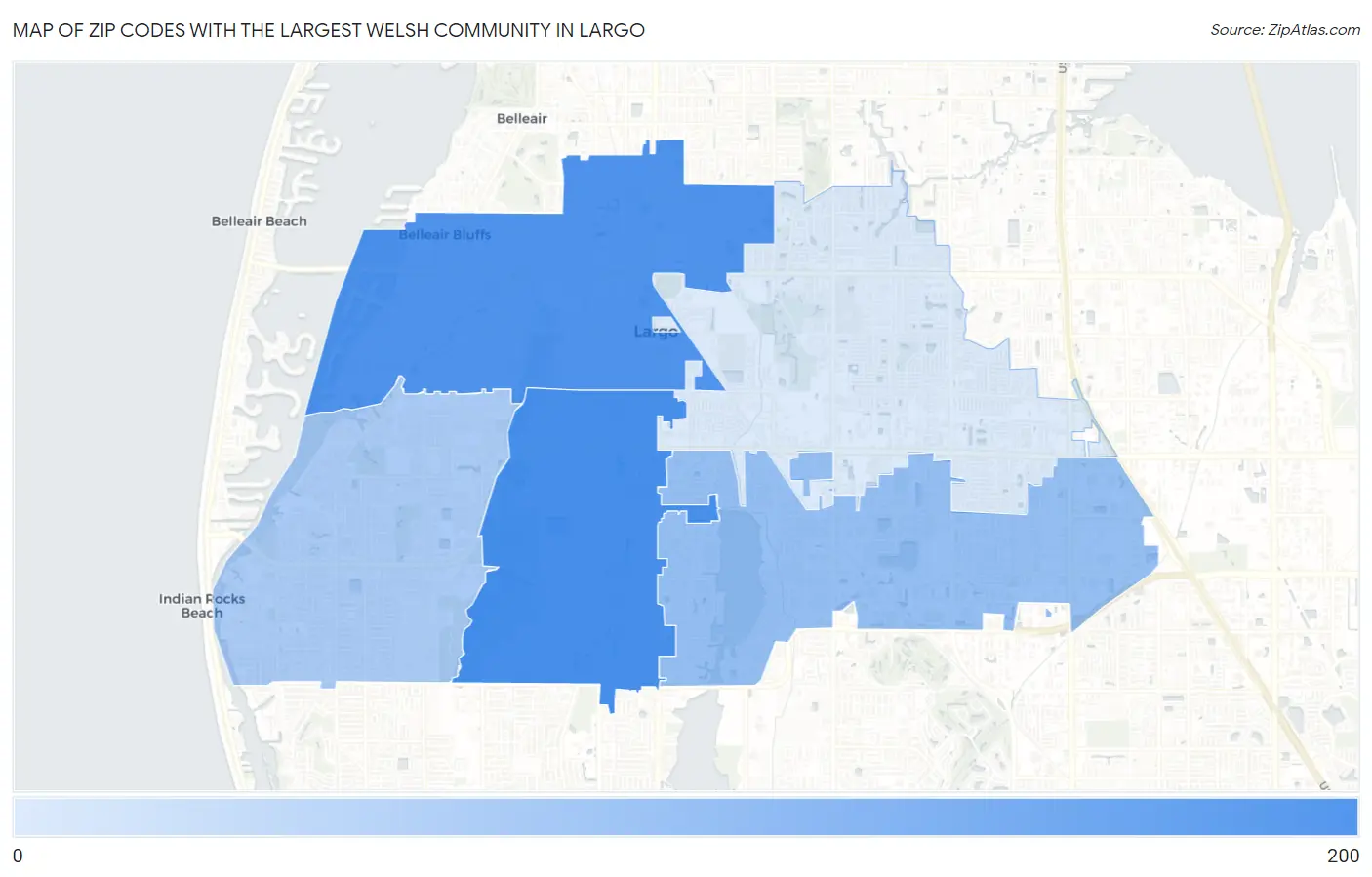 Zip Codes with the Largest Welsh Community in Largo Map