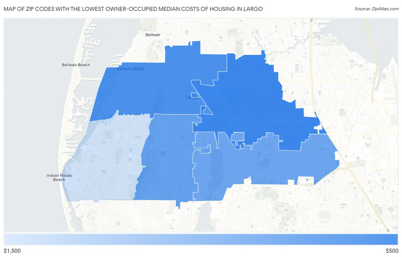 Zip Codes with the Lowest Owner-Occupied Median Costs of Housing in Largo Map