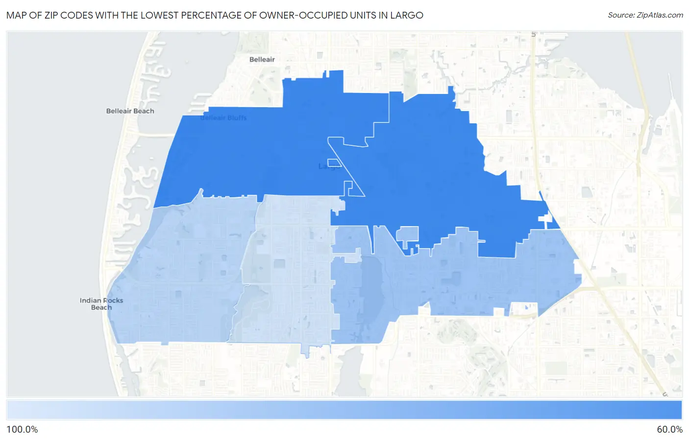 Zip Codes with the Lowest Percentage of Owner-Occupied Units in Largo Map