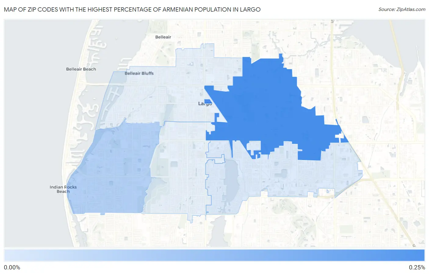 Zip Codes with the Highest Percentage of Armenian Population in Largo Map