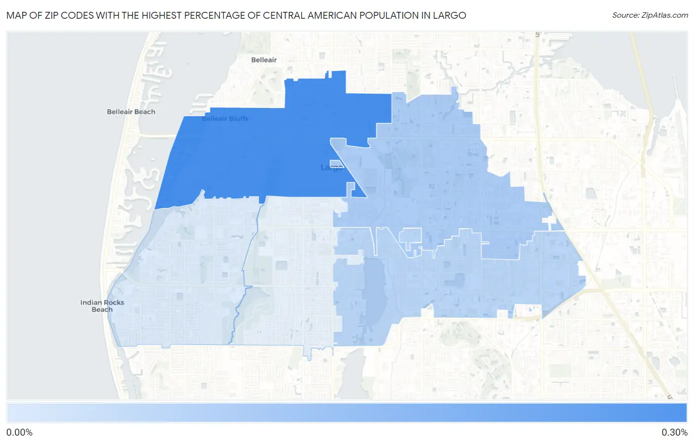 Zip Codes with the Highest Percentage of Central American Population in Largo Map