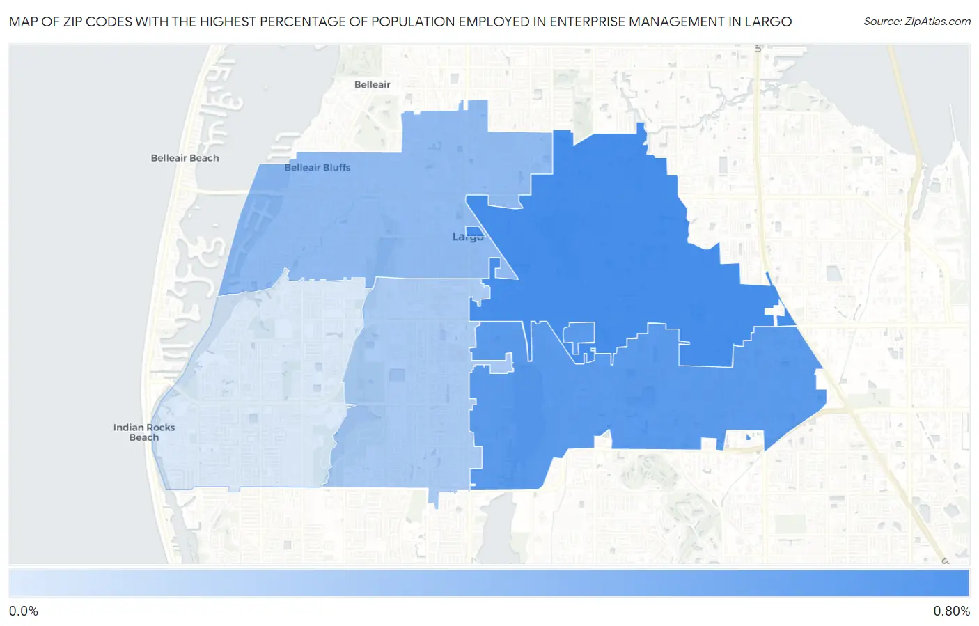 Zip Codes with the Highest Percentage of Population Employed in Enterprise Management in Largo Map