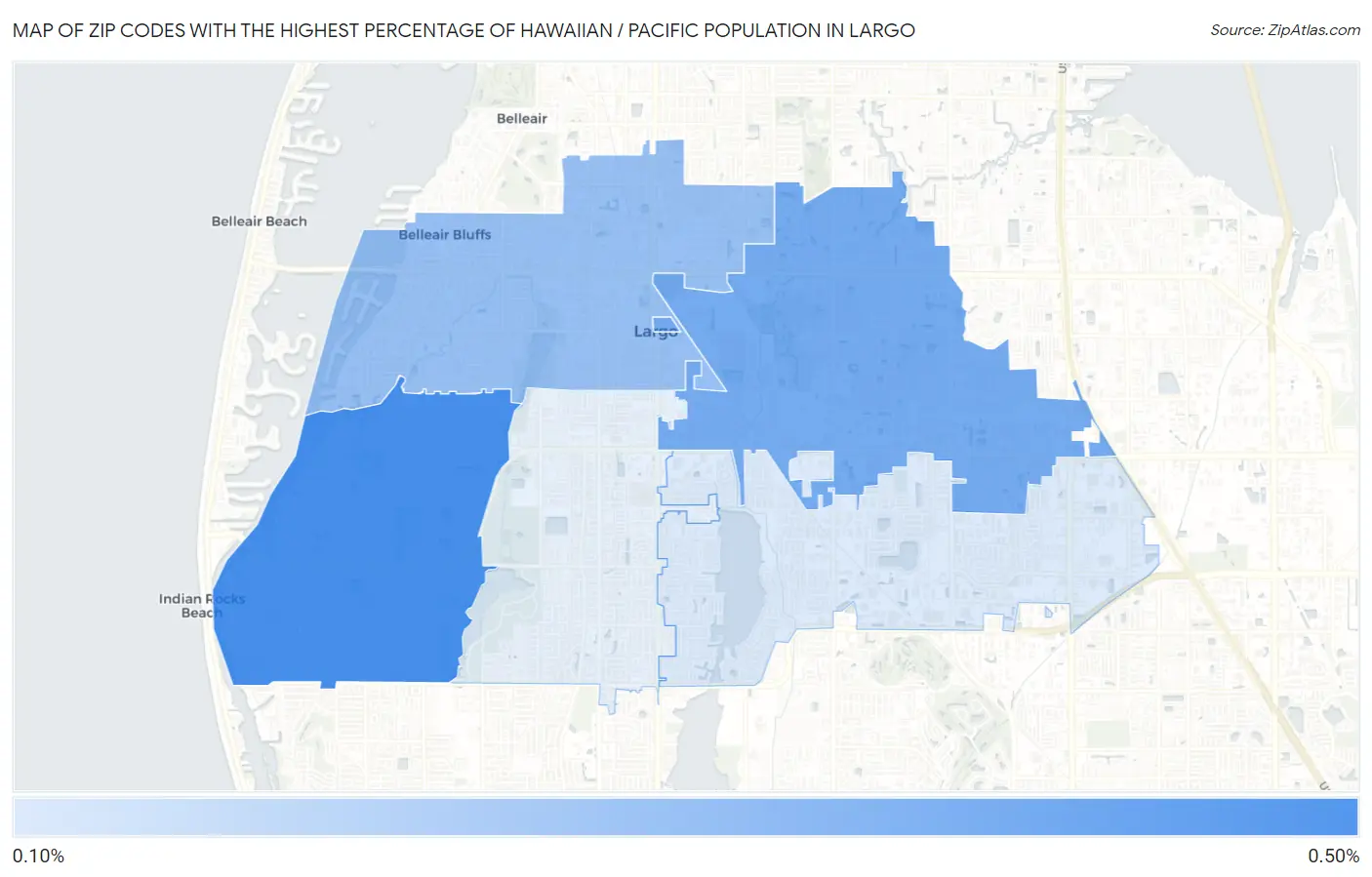 Zip Codes with the Highest Percentage of Hawaiian / Pacific Population in Largo Map