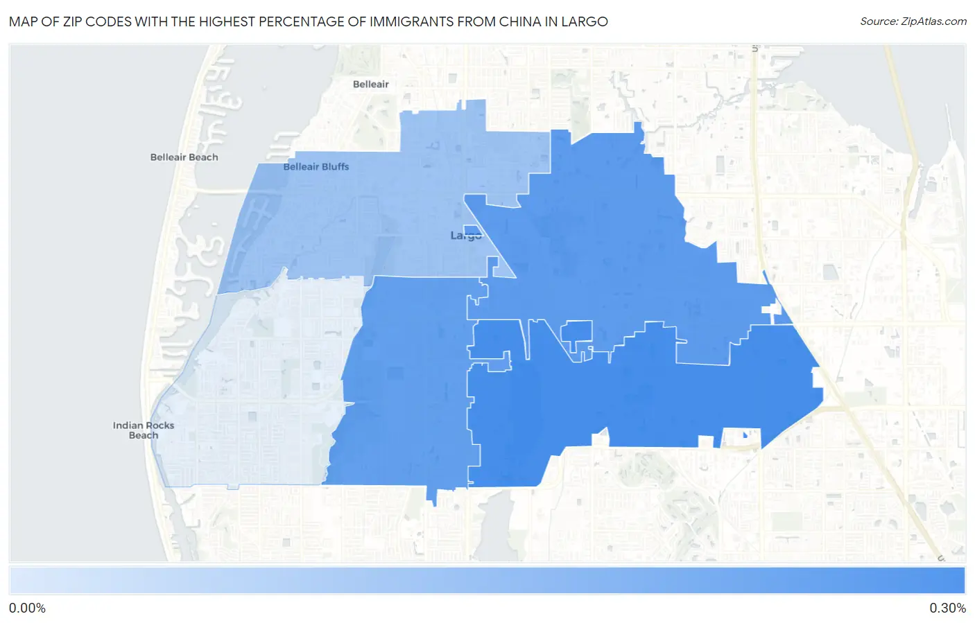 Zip Codes with the Highest Percentage of Immigrants from China in Largo Map