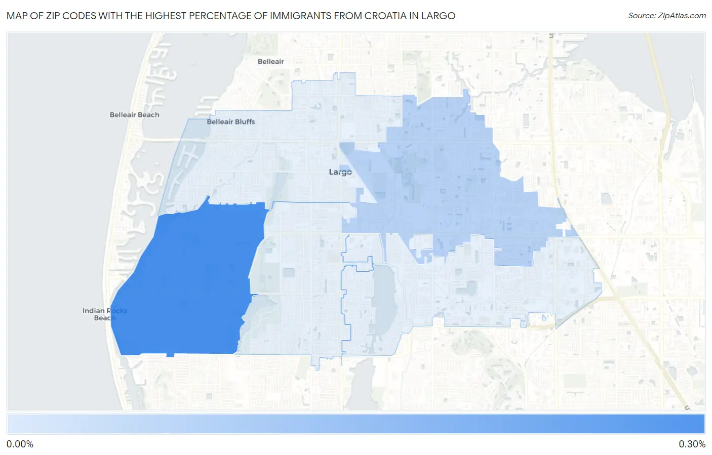 Zip Codes with the Highest Percentage of Immigrants from Croatia in Largo Map