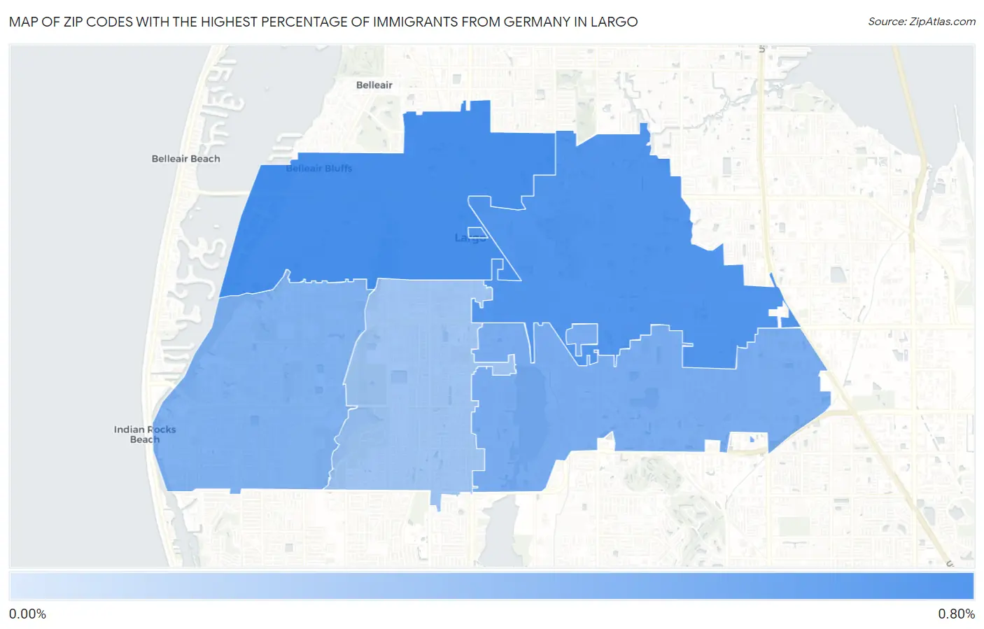 Zip Codes with the Highest Percentage of Immigrants from Germany in Largo Map