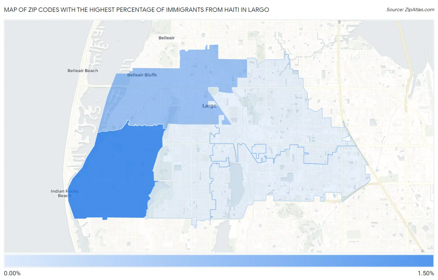 Zip Codes with the Highest Percentage of Immigrants from Haiti in Largo Map