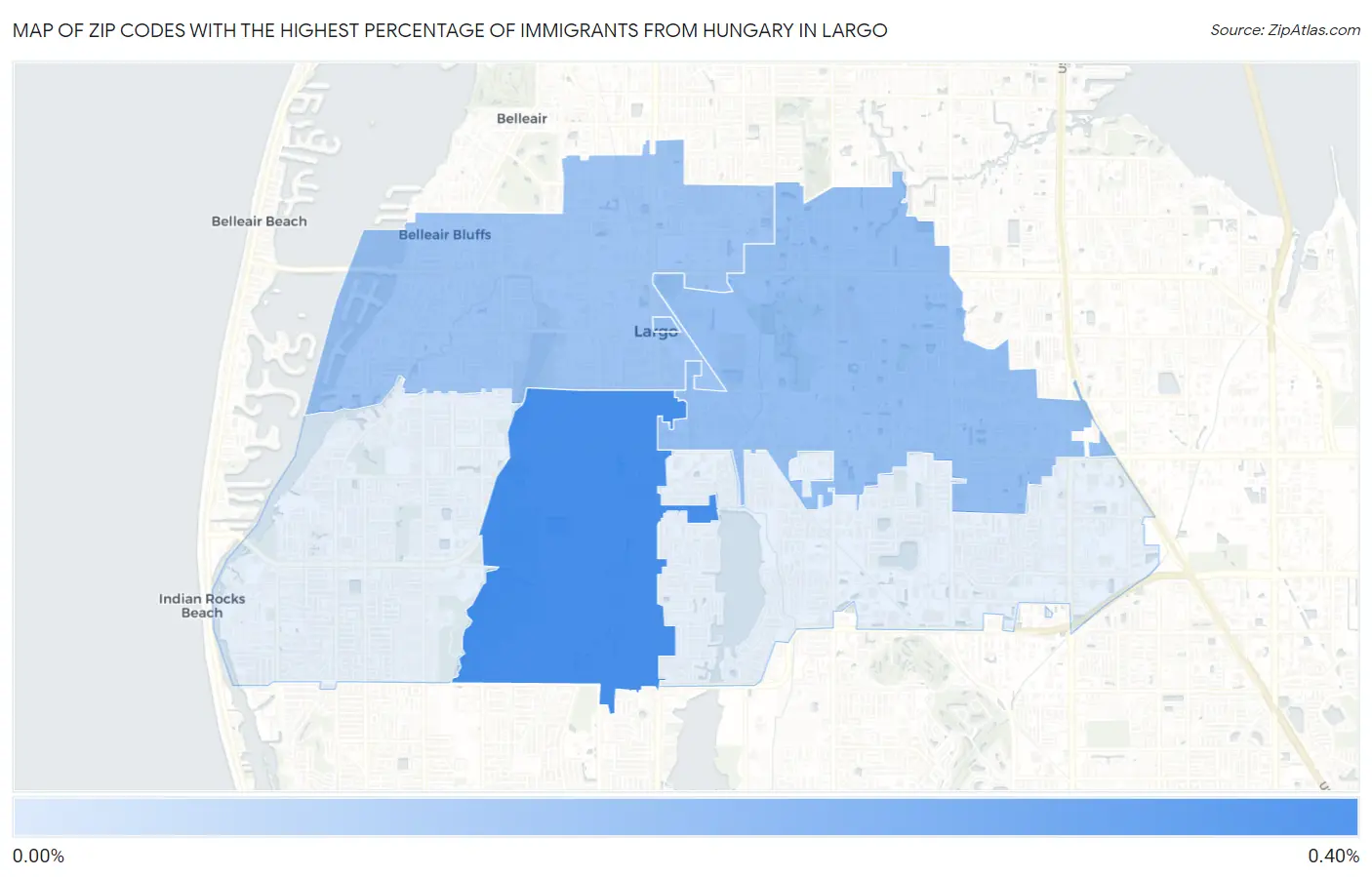 Zip Codes with the Highest Percentage of Immigrants from Hungary in Largo Map