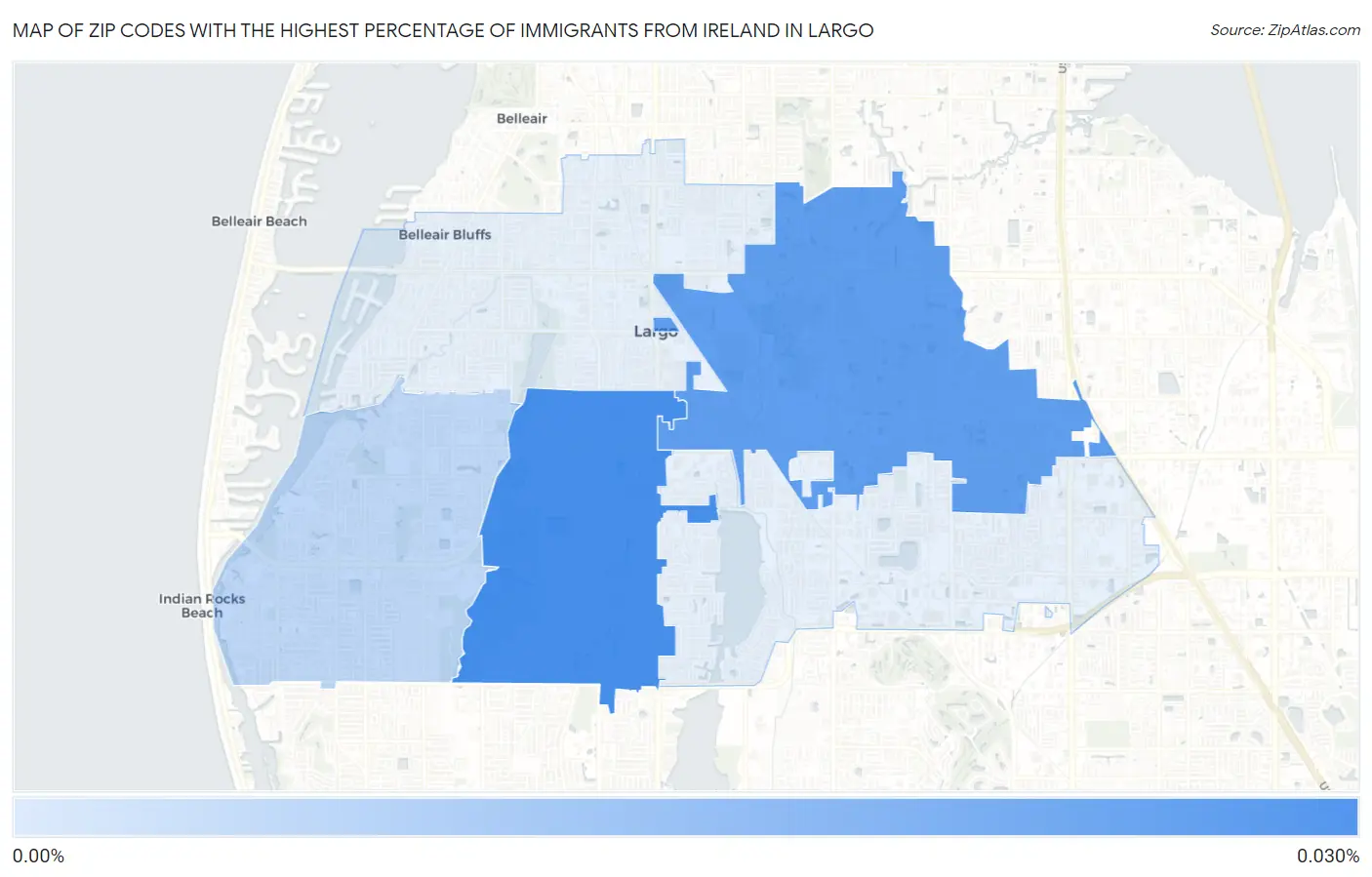 Zip Codes with the Highest Percentage of Immigrants from Ireland in Largo Map