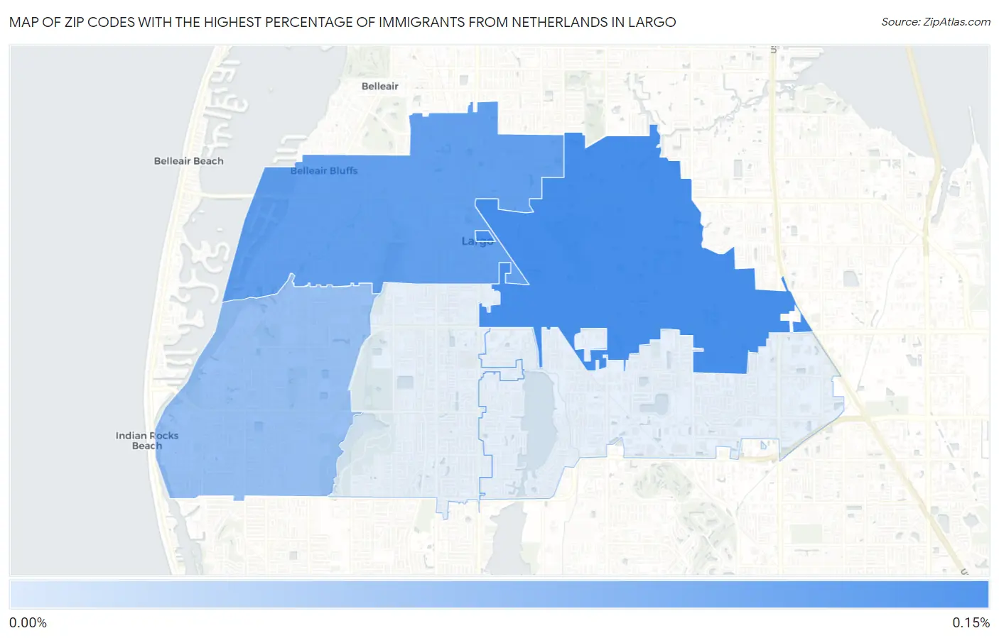 Zip Codes with the Highest Percentage of Immigrants from Netherlands in Largo Map