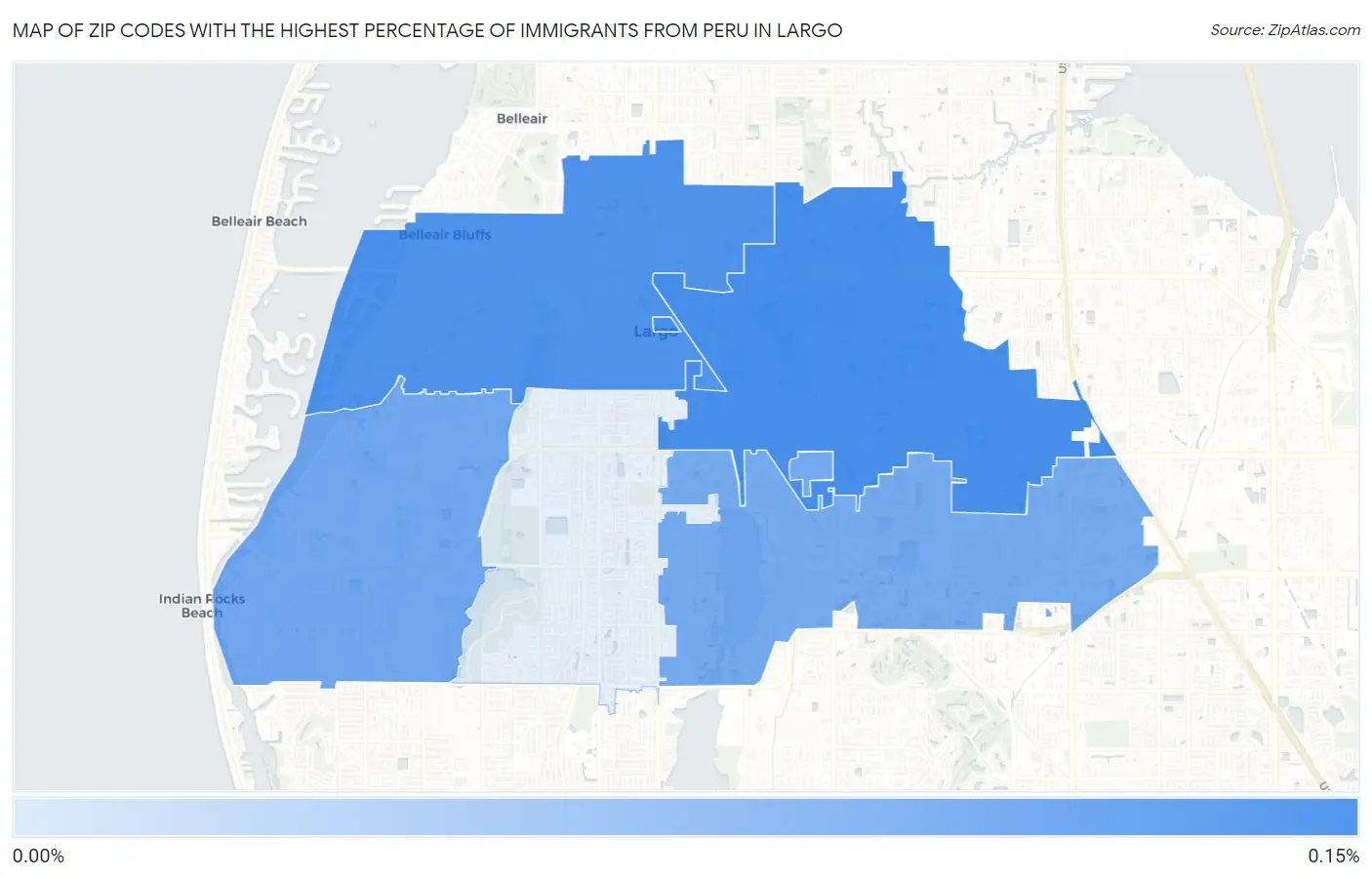 Zip Codes with the Highest Percentage of Immigrants from Peru in Largo Map