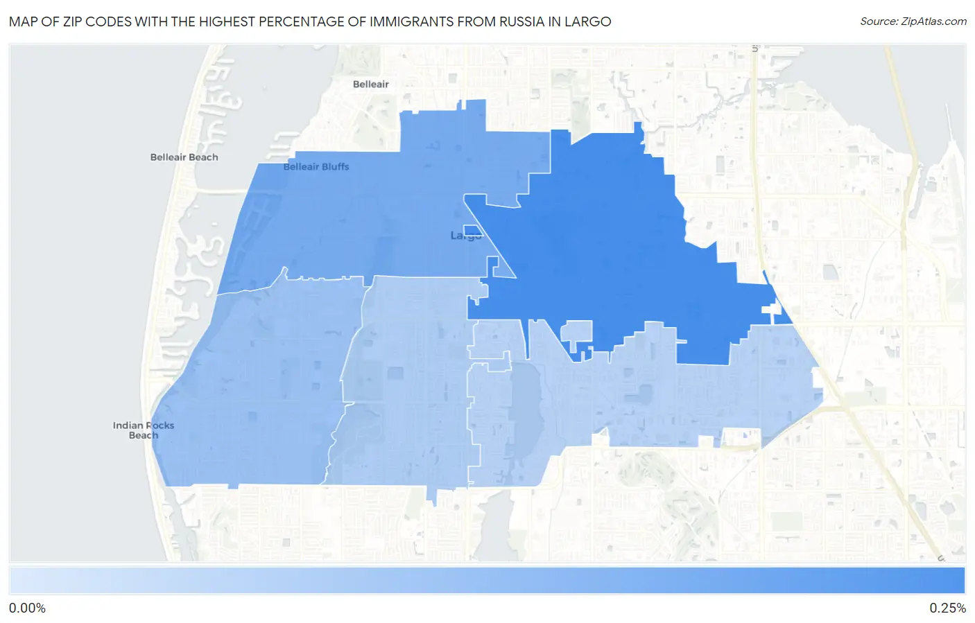 Zip Codes with the Highest Percentage of Immigrants from Russia in Largo Map
