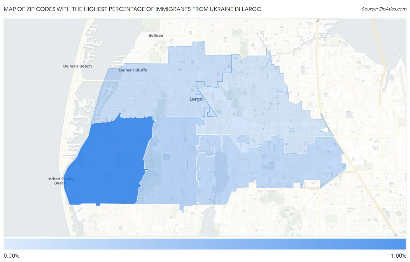 Zip Codes with the Highest Percentage of Immigrants from Ukraine in Largo Map