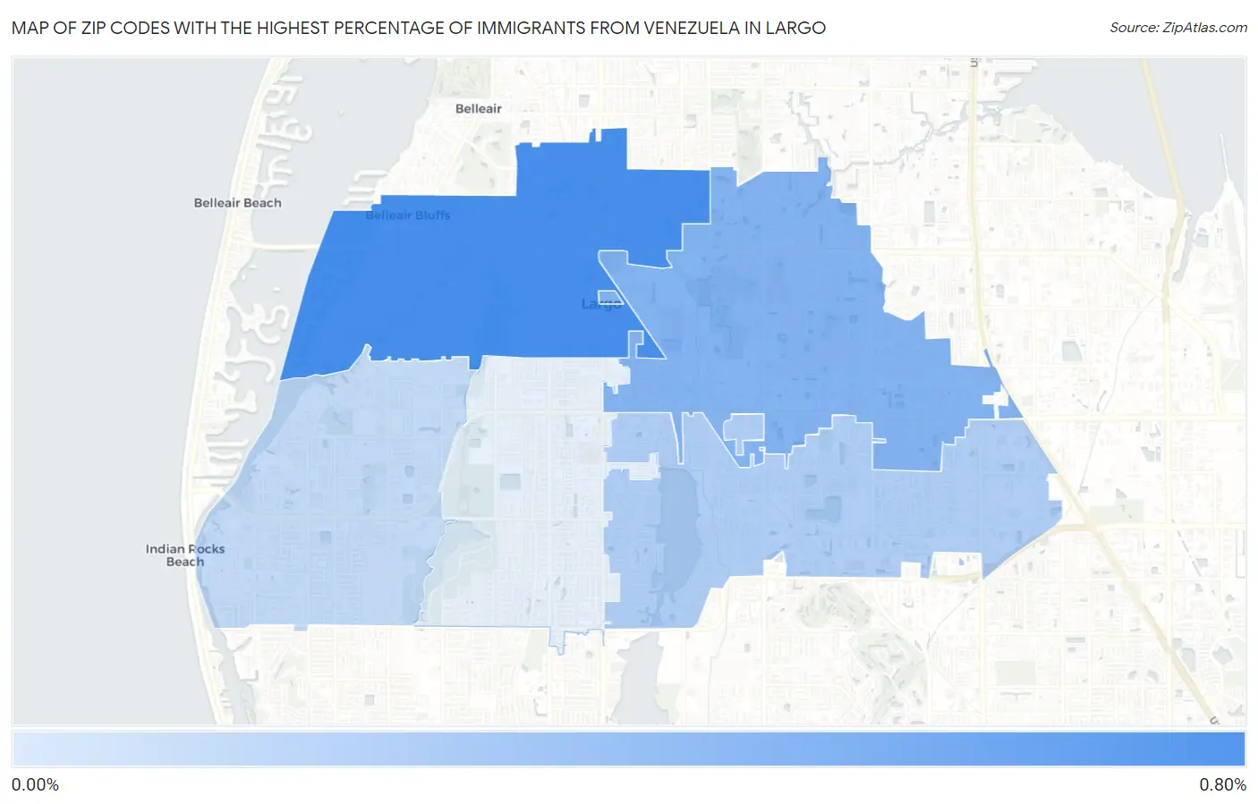 Zip Codes with the Highest Percentage of Immigrants from Venezuela in Largo Map