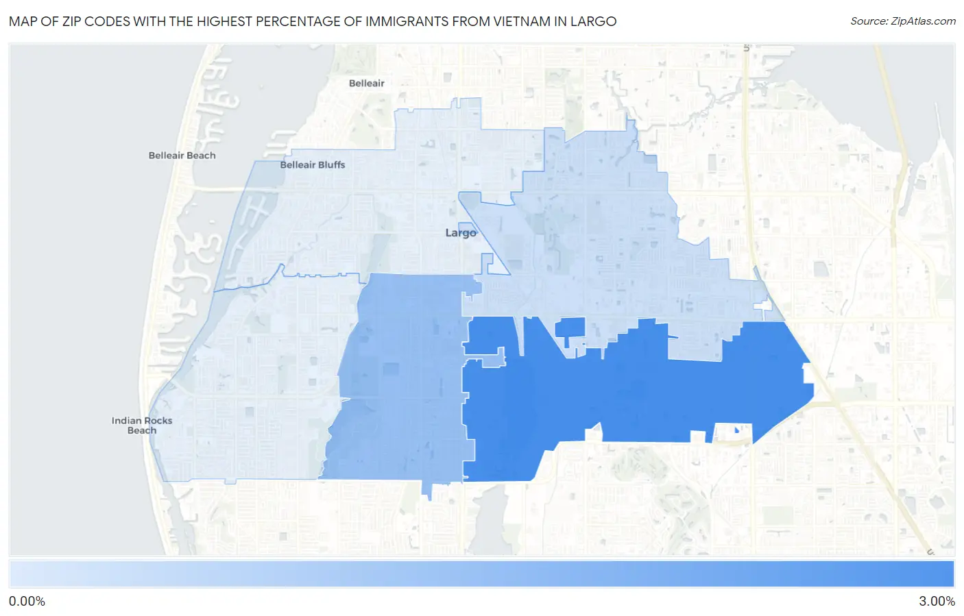 Zip Codes with the Highest Percentage of Immigrants from Vietnam in Largo Map
