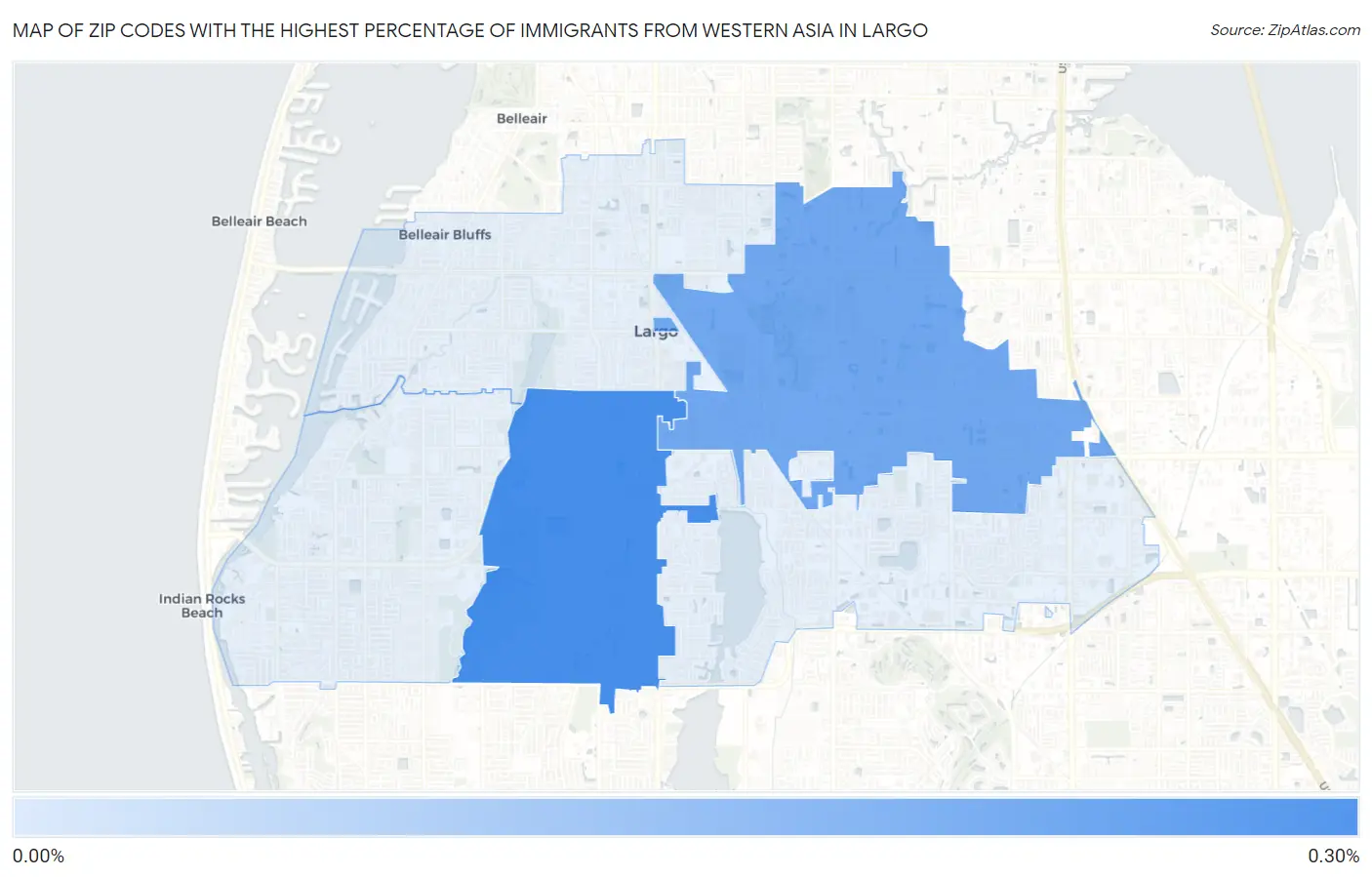 Zip Codes with the Highest Percentage of Immigrants from Western Asia in Largo Map
