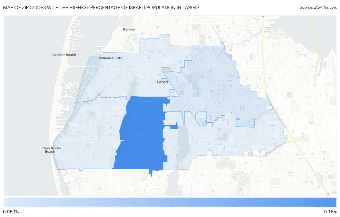 Zip Codes with the Highest Percentage of Israeli Population in Largo Map