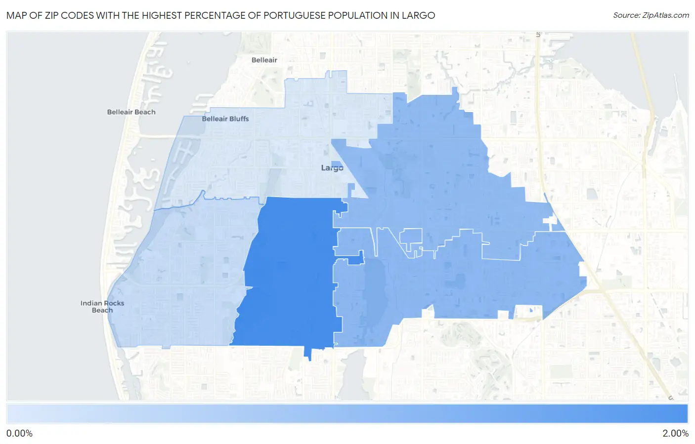 Zip Codes with the Highest Percentage of Portuguese Population in Largo Map