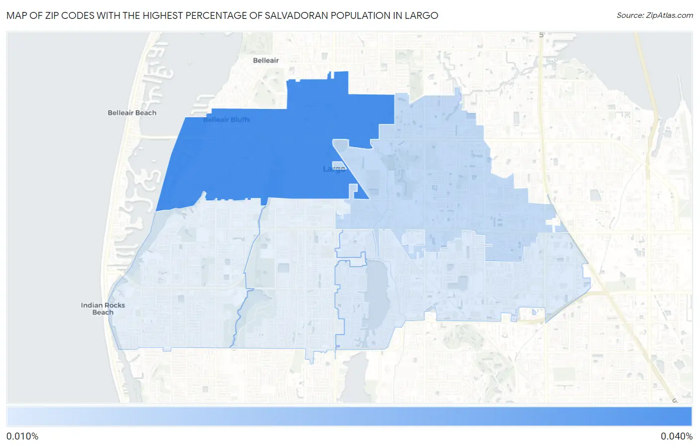 Zip Codes with the Highest Percentage of Salvadoran Population in Largo Map