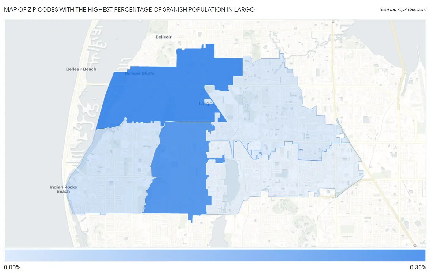 Zip Codes with the Highest Percentage of Spanish Population in Largo Map