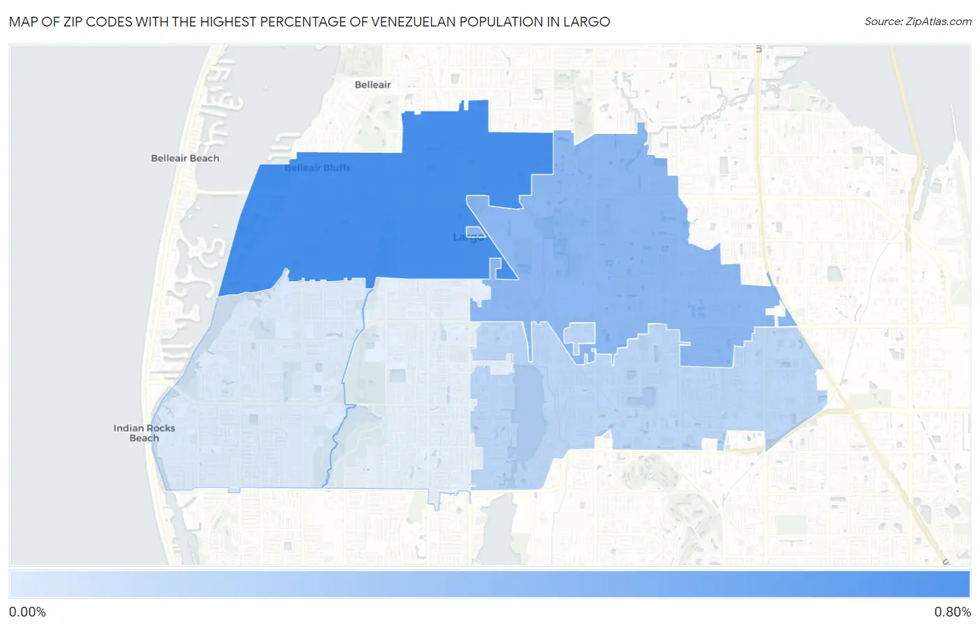 Zip Codes with the Highest Percentage of Venezuelan Population in Largo Map