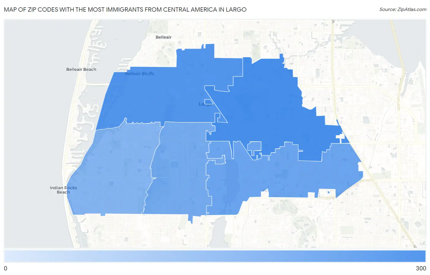 Zip Codes with the Most Immigrants from Central America in Largo Map