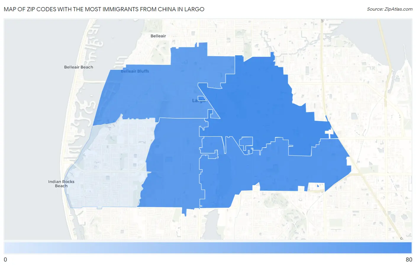 Zip Codes with the Most Immigrants from China in Largo Map