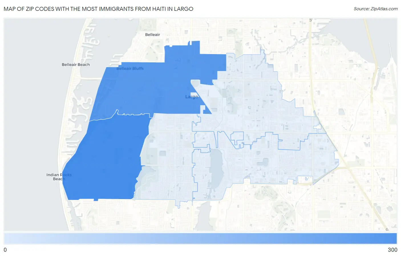 Zip Codes with the Most Immigrants from Haiti in Largo Map