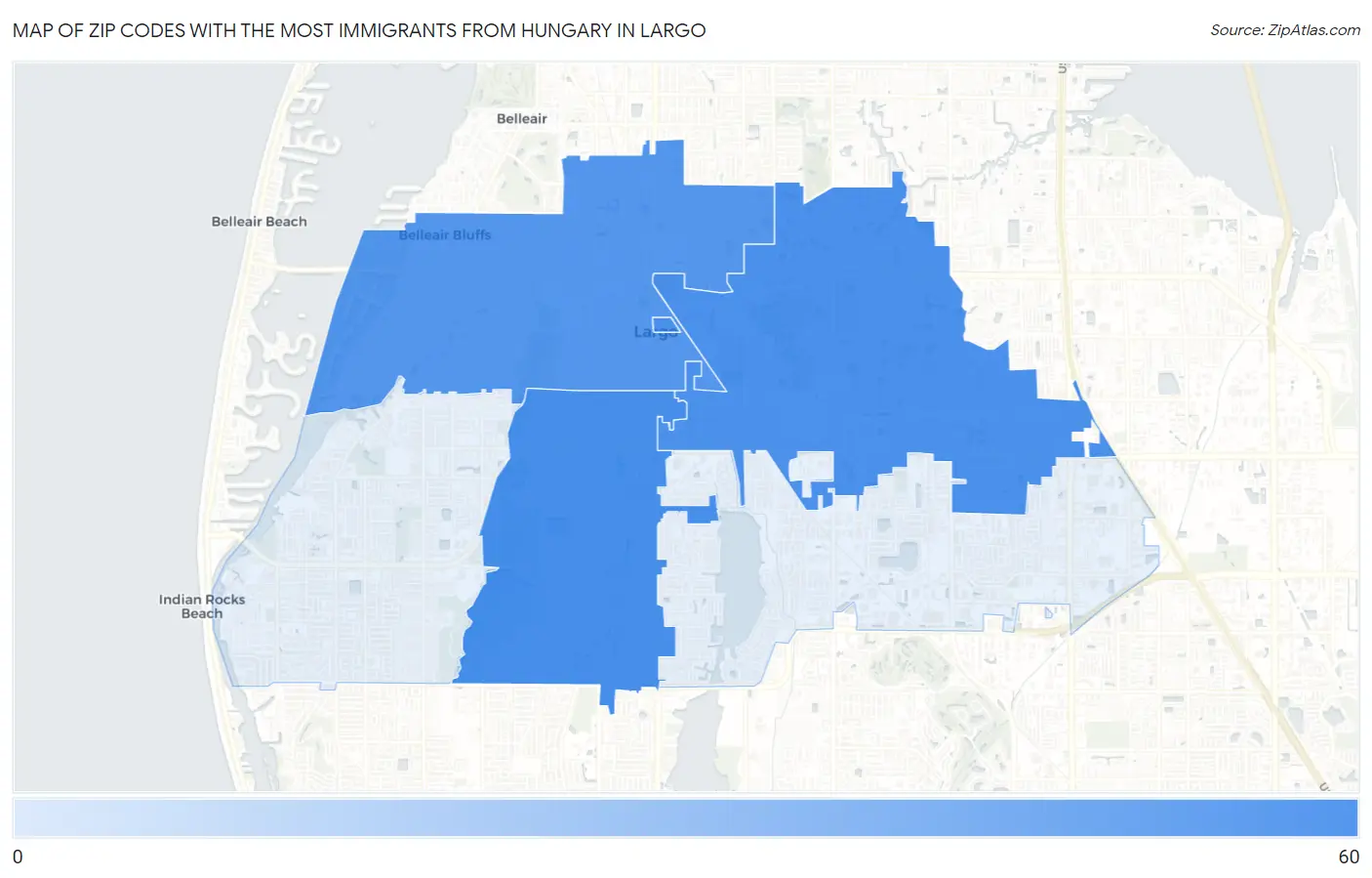 Zip Codes with the Most Immigrants from Hungary in Largo Map