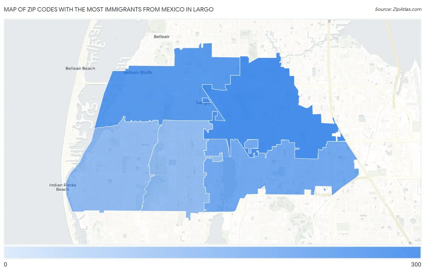 Zip Codes with the Most Immigrants from Mexico in Largo Map