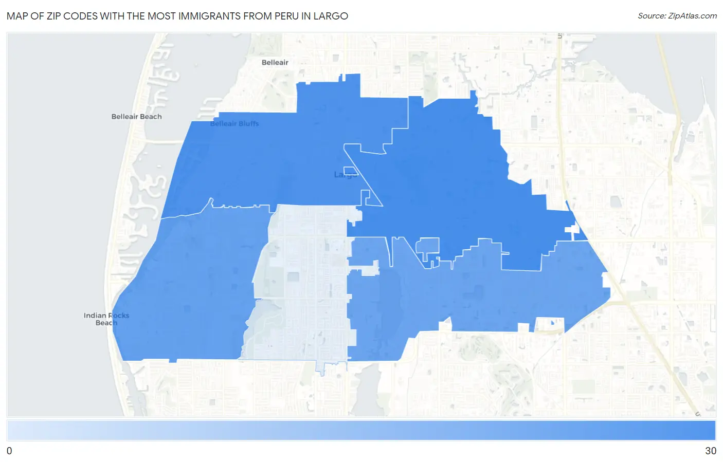 Zip Codes with the Most Immigrants from Peru in Largo Map