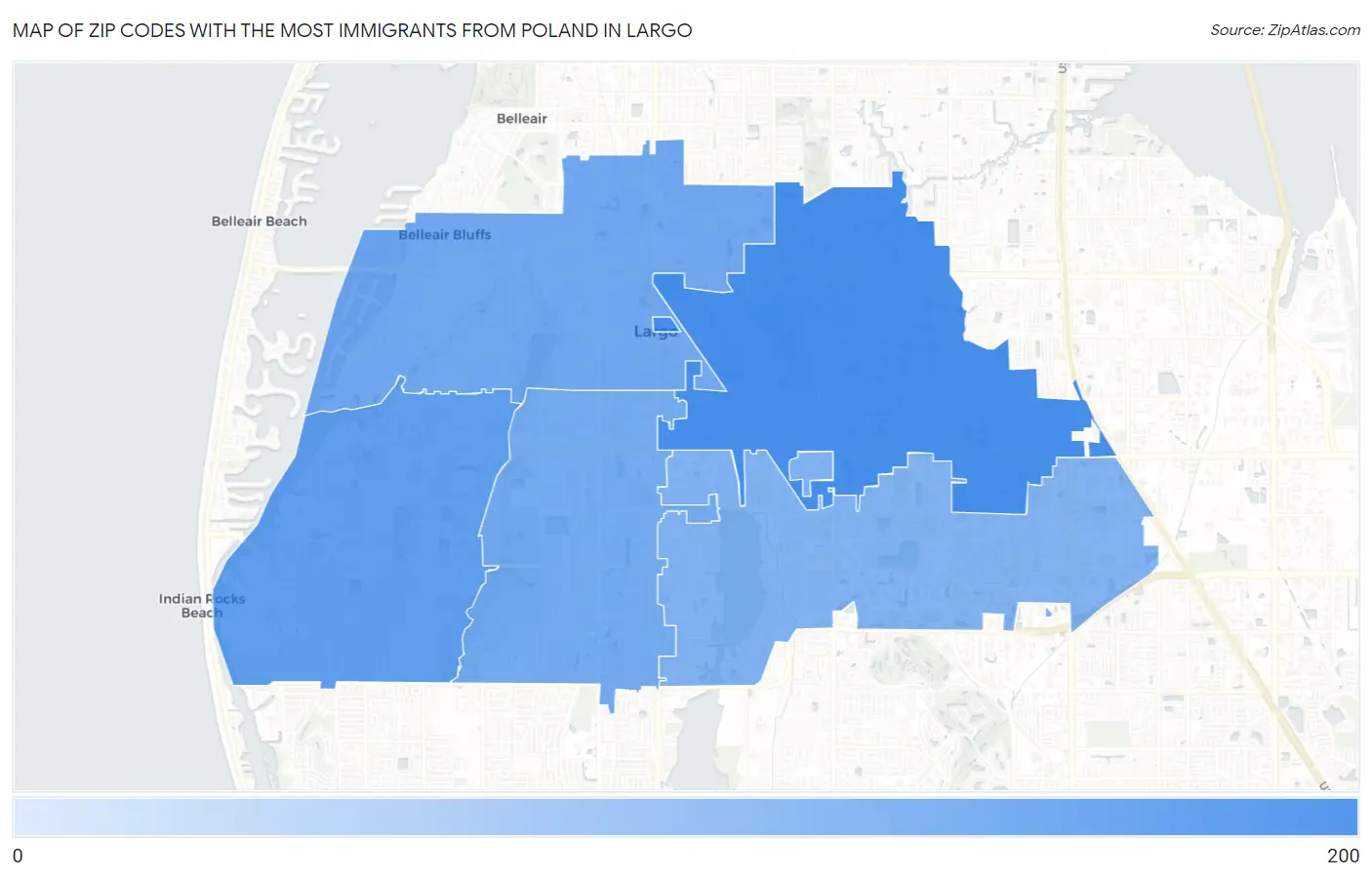Zip Codes with the Most Immigrants from Poland in Largo Map