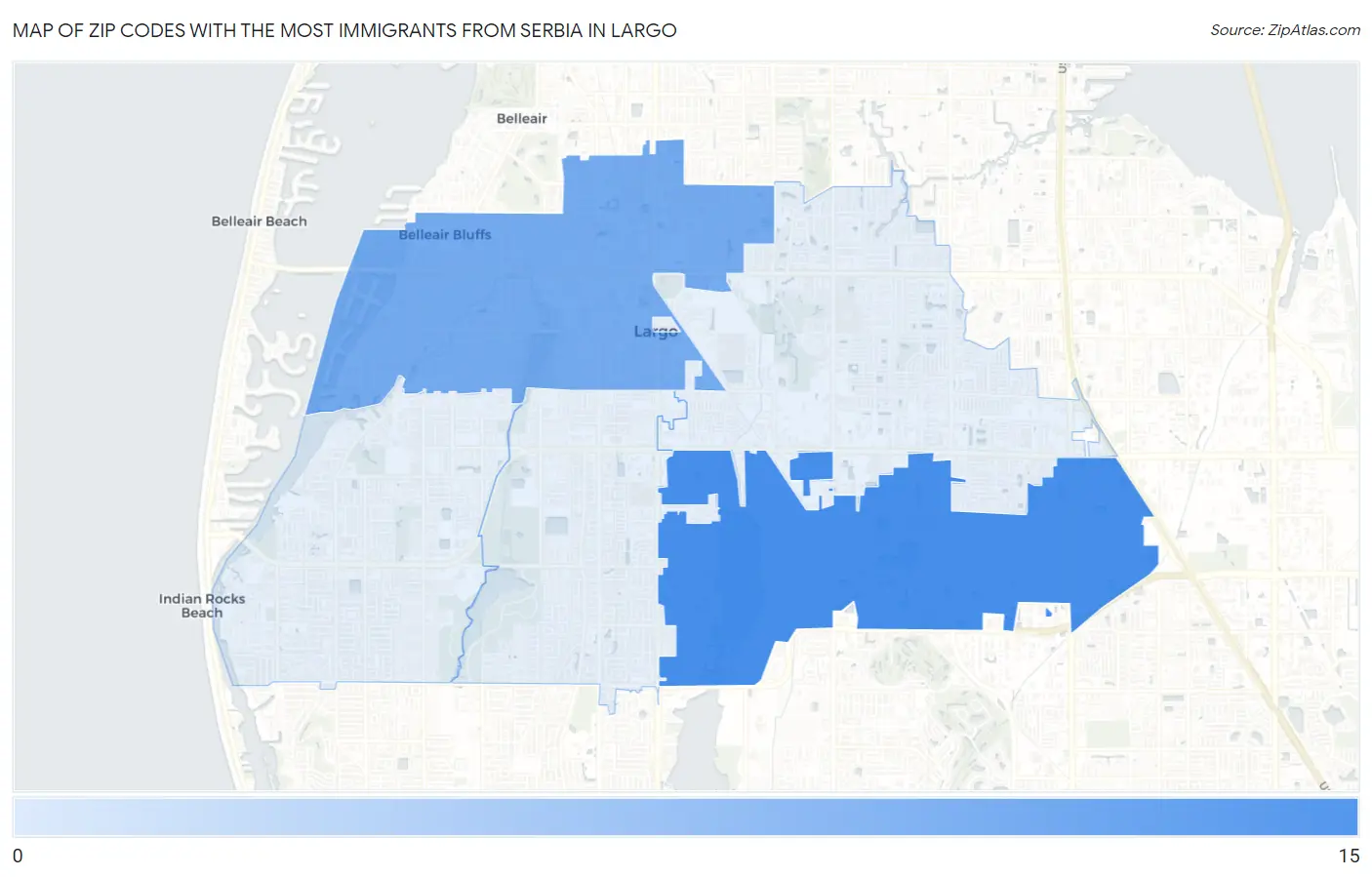 Zip Codes with the Most Immigrants from Serbia in Largo Map