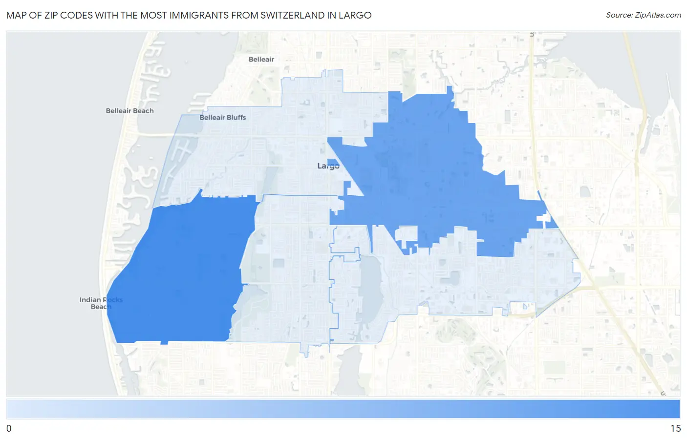 Zip Codes with the Most Immigrants from Switzerland in Largo Map