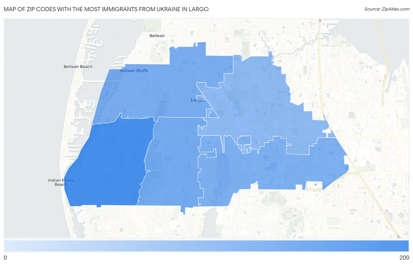 Zip Codes with the Most Immigrants from Ukraine in Largo Map