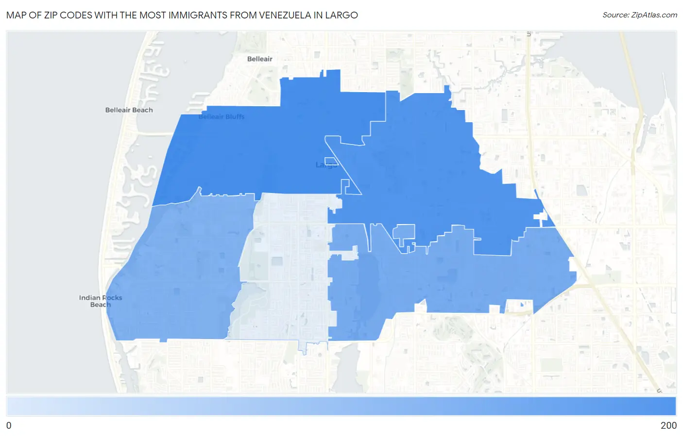 Zip Codes with the Most Immigrants from Venezuela in Largo Map