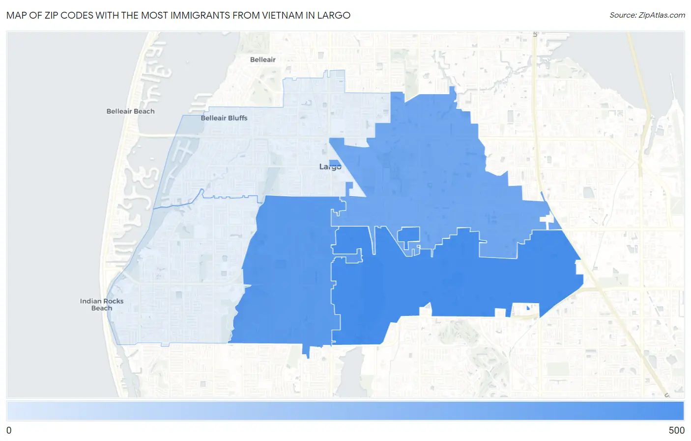 Zip Codes with the Most Immigrants from Vietnam in Largo Map